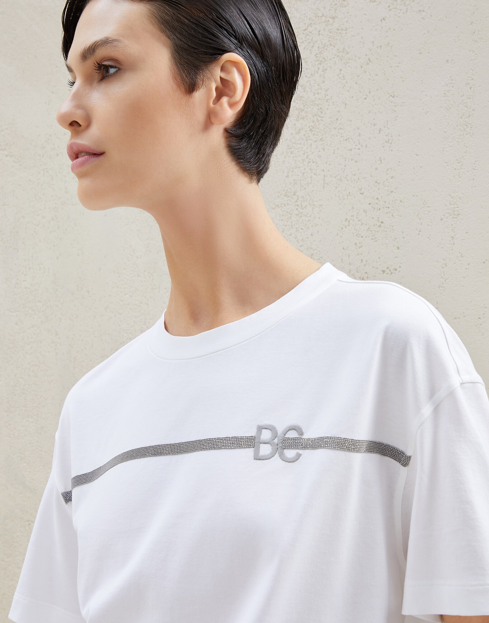 T-Shirt aus Jersey Weiß Damen - Brunello Cucinelli