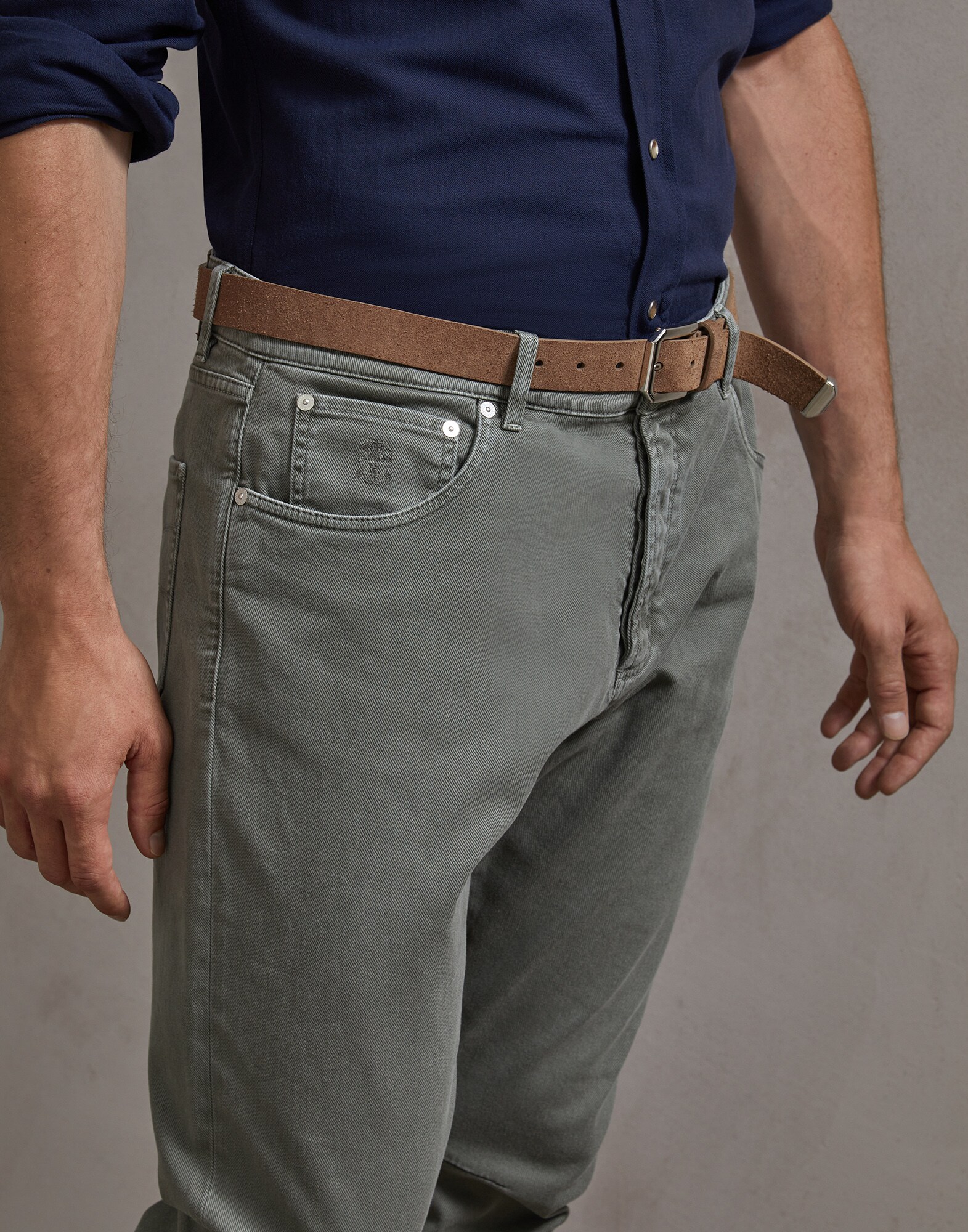 Denim Trousers Khaki Man 2 - Brunello Cucinelli
