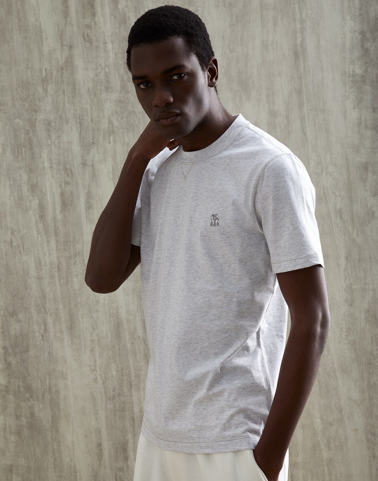 Tee-shirt en jersey Gris Perle Homme - Brunello Cucinelli