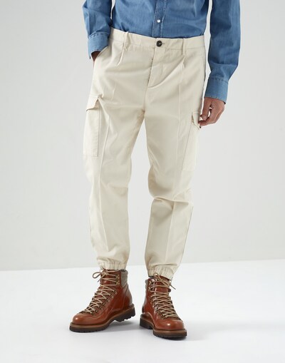 Gabardine garment dyed trousers Buff Man - Brunello Cucinelli 
