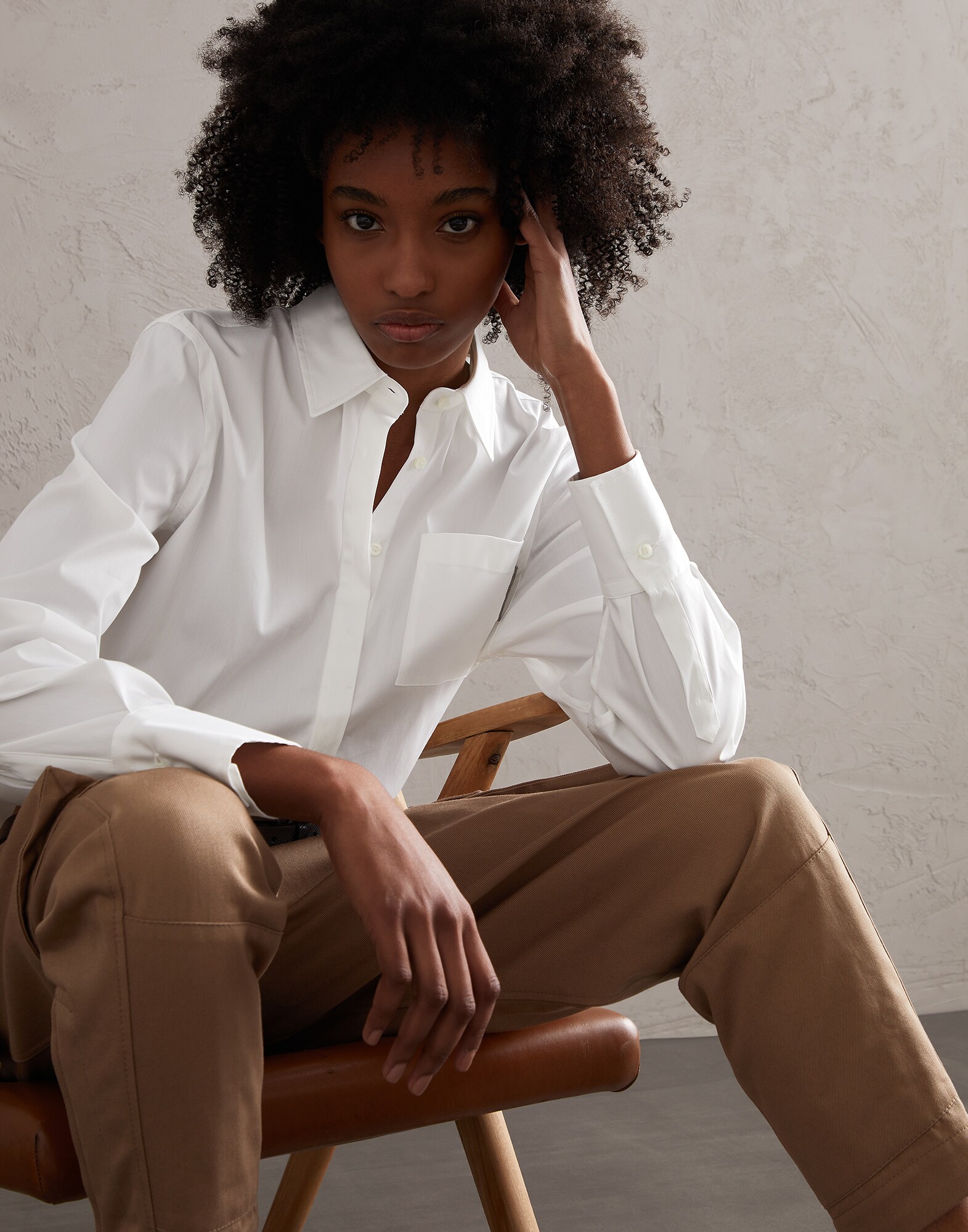 Stretch poplin shirt White Woman - Brunello Cucinelli