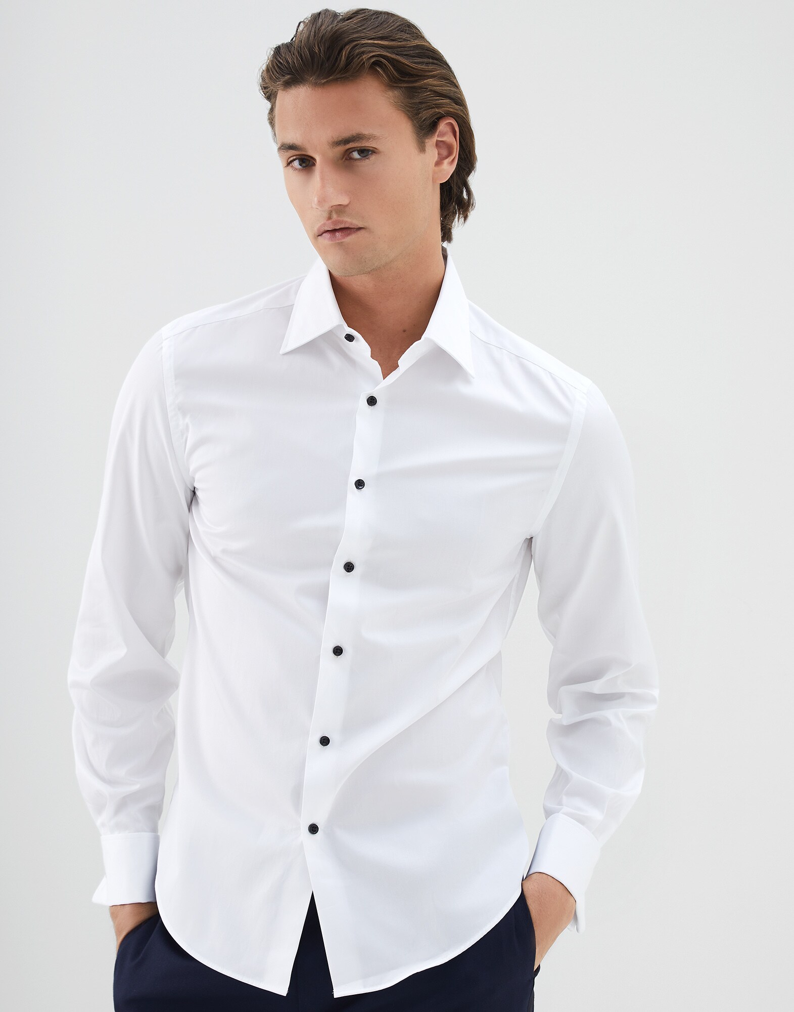 Tuxedo Shirt White Man 1 - Brunello Cucinelli