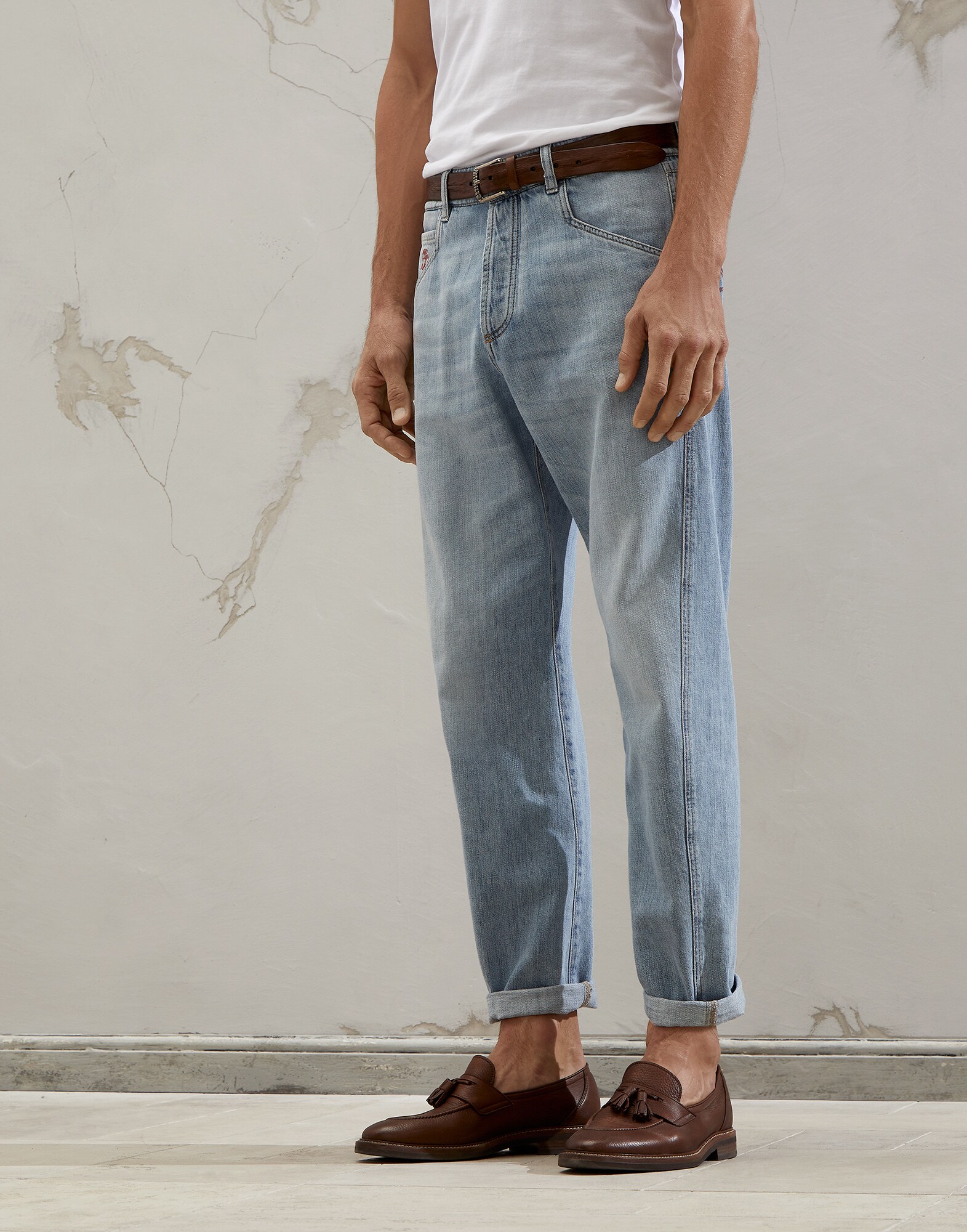 lightweight denim trousers