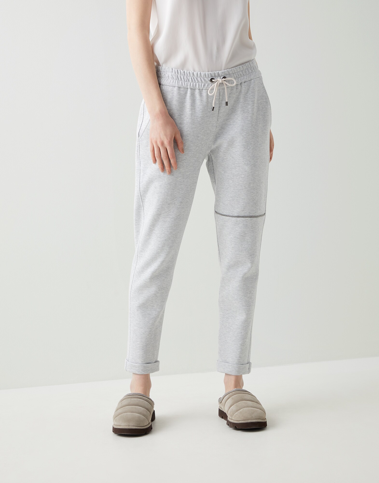Pantalón de punto Plata Mujer - Brunello Cucinelli