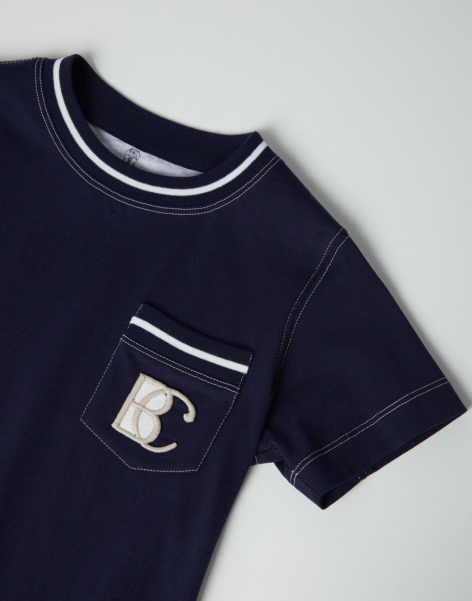 Tee-shirt en jersey Bleu Marine Garçon - Brunello Cucinelli