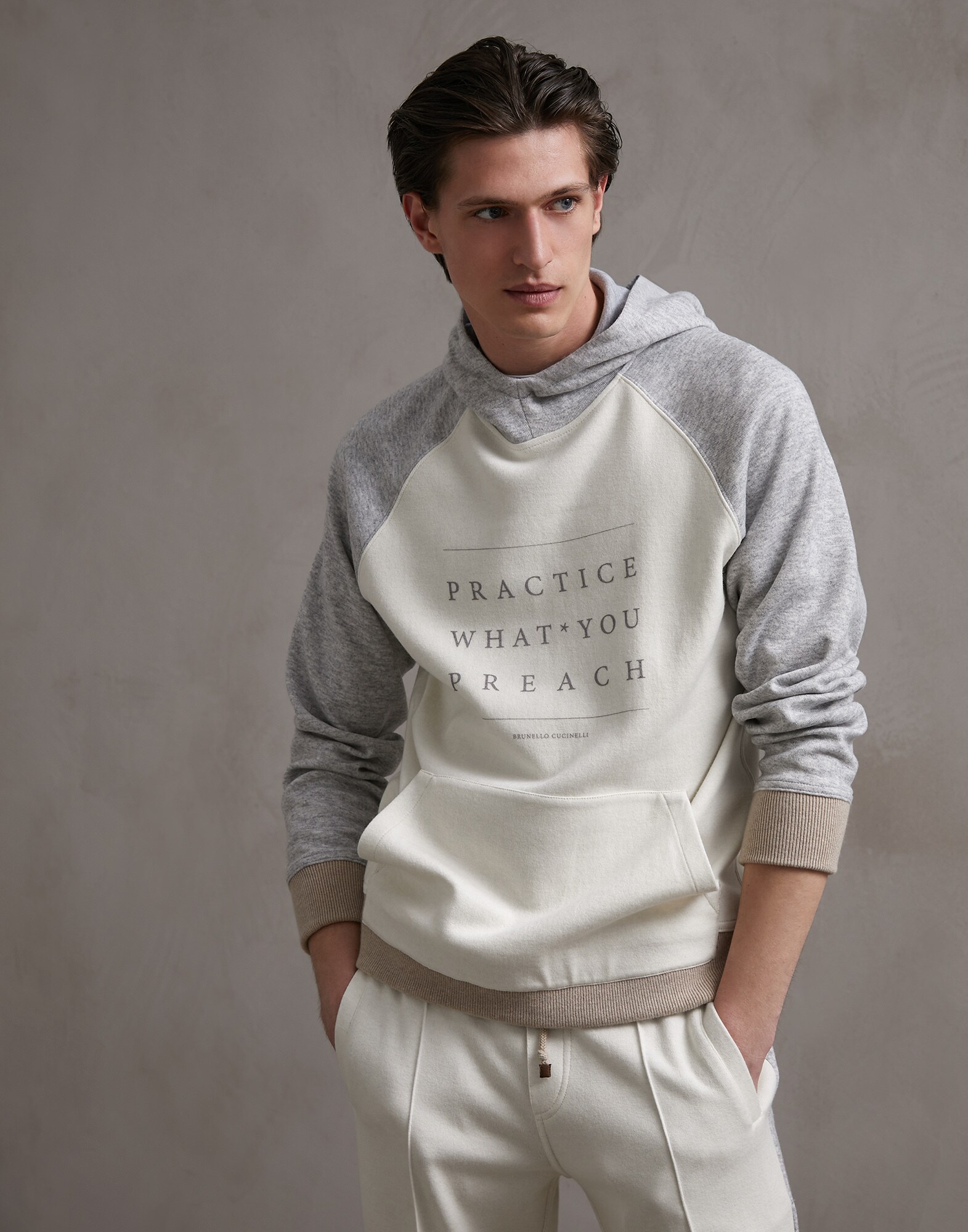 Sweatshirt Ivory Man 1 - Brunello Cucinelli