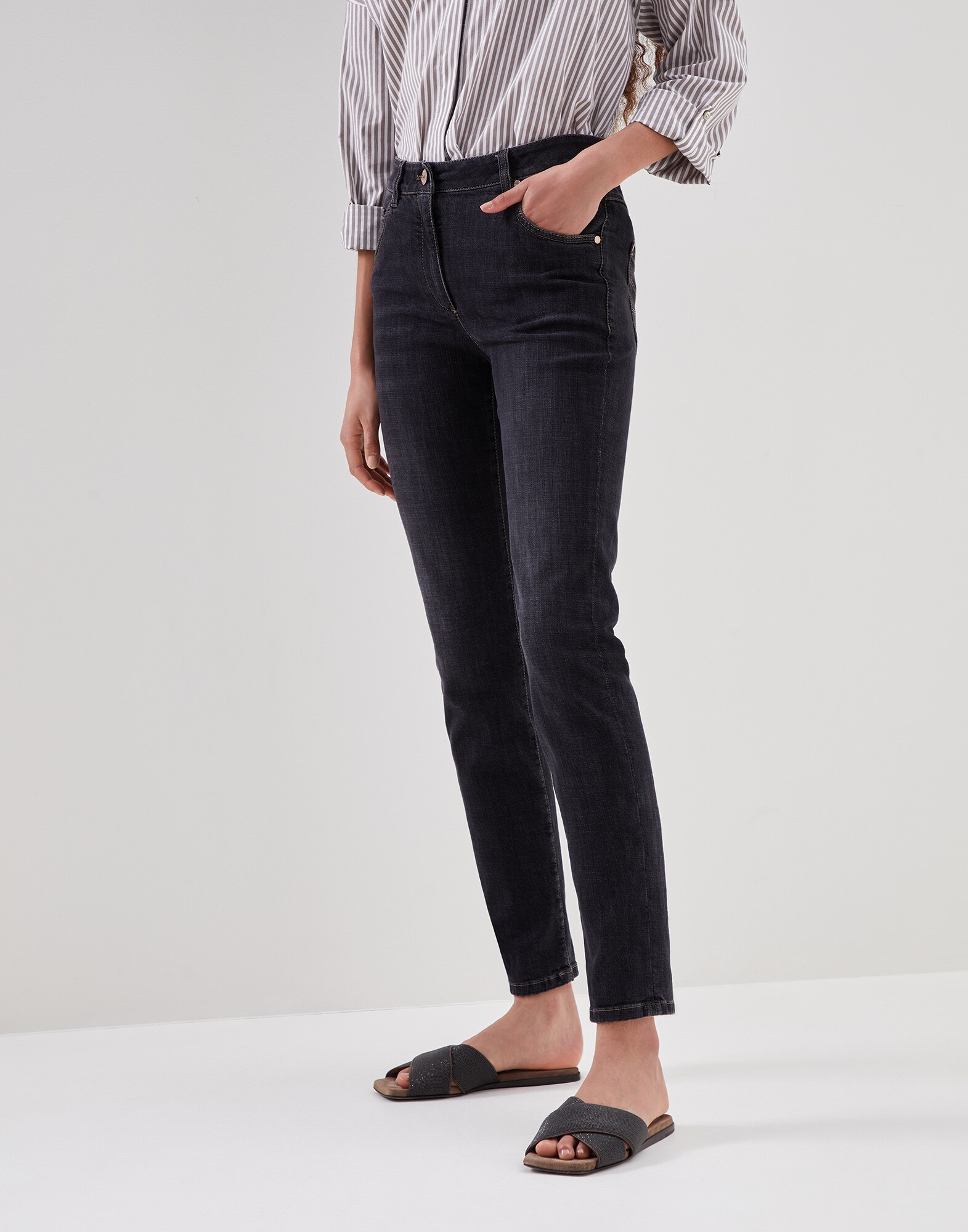 Slim trousers Grey Denim Woman - Brunello Cucinelli