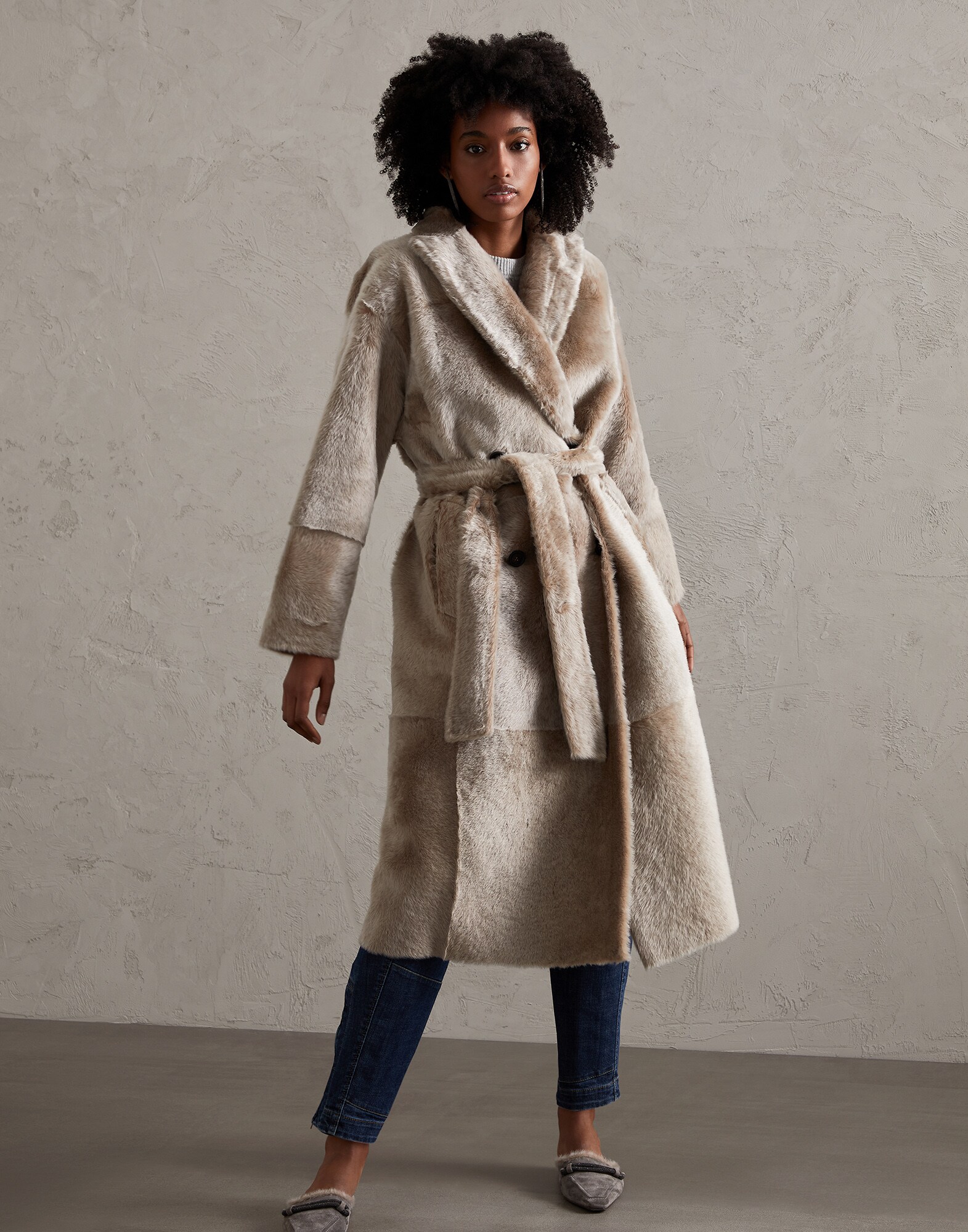 reversible leather fur coat