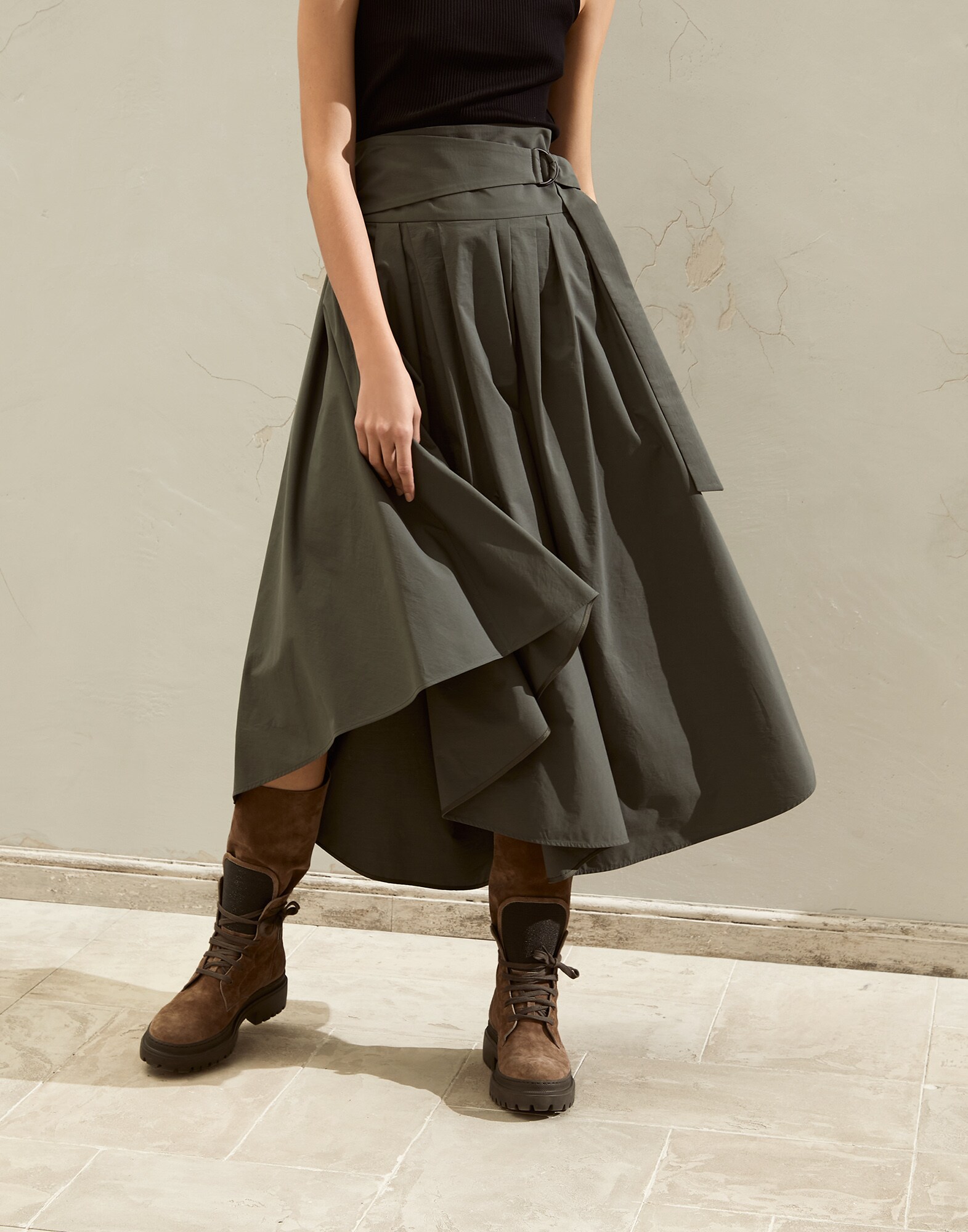 Falda con cinturón Verde Mujer - Brunello Cucinelli