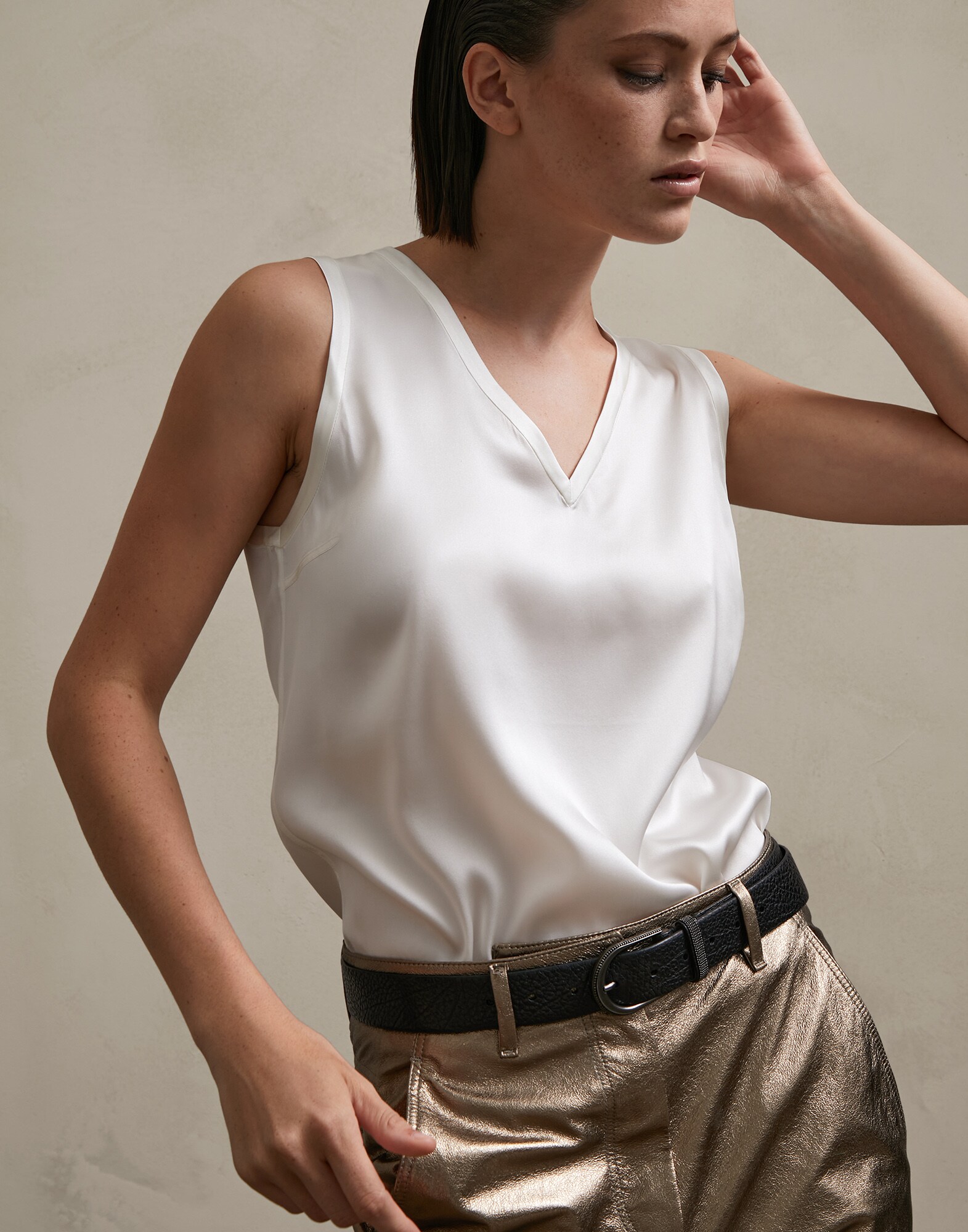 Satin top White Woman - Brunello Cucinelli