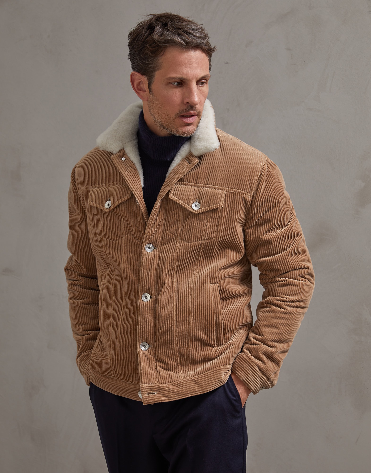 Outerwear Jacket Beige Man 0 - Brunello Cucinelli