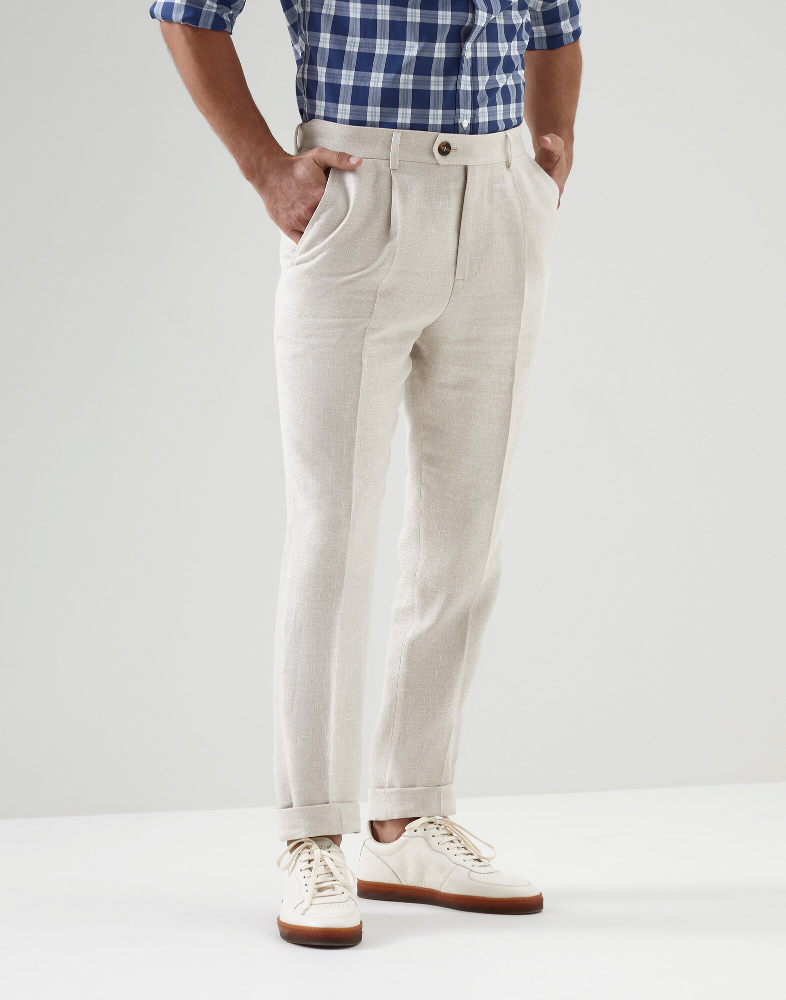 Pantalon leisure fit à pinces Nature Homme - Brunello Cucinelli
