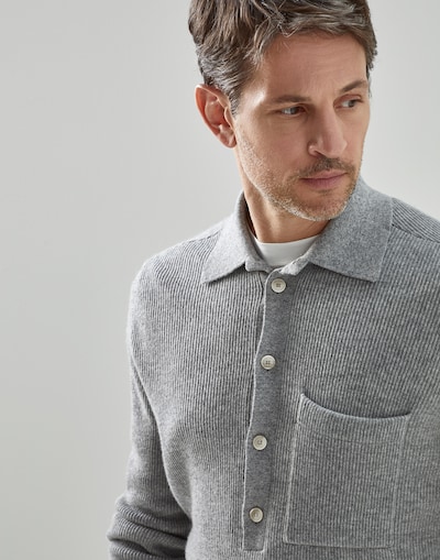 Polo-style sweater Light Grey Man - Brunello Cucinelli 