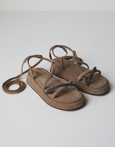 Suede sandals Hazelnut Woman - Brunello Cucinelli 