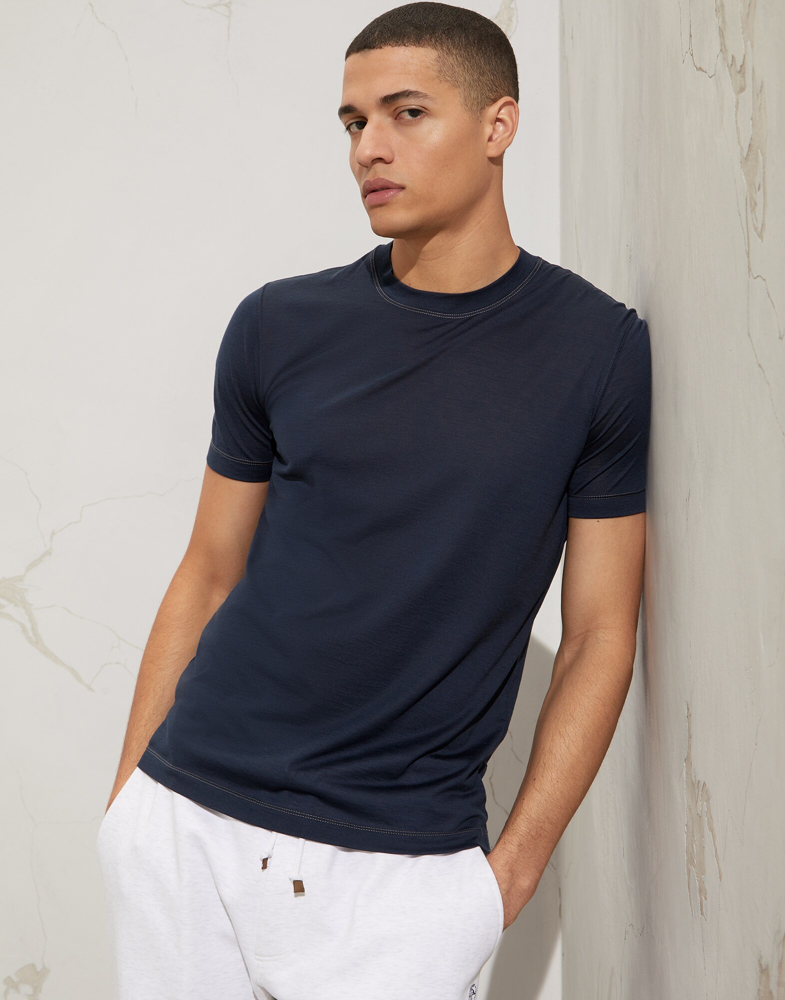 Tee-shirt ras-du-cou Bleu Marine Homme - Brunello Cucinelli