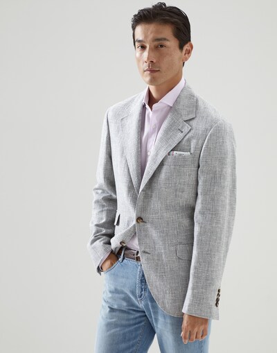 Prince of Wales deconstructed blazer Pearl Grey Man - Brunello Cucinelli 