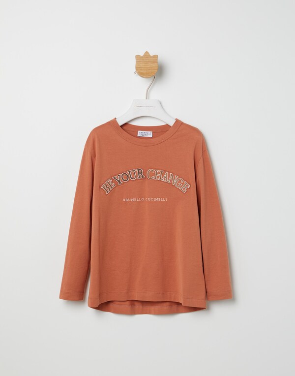 T-Shirt aus Jersey Orange Mädchen - Brunello Cucinelli 