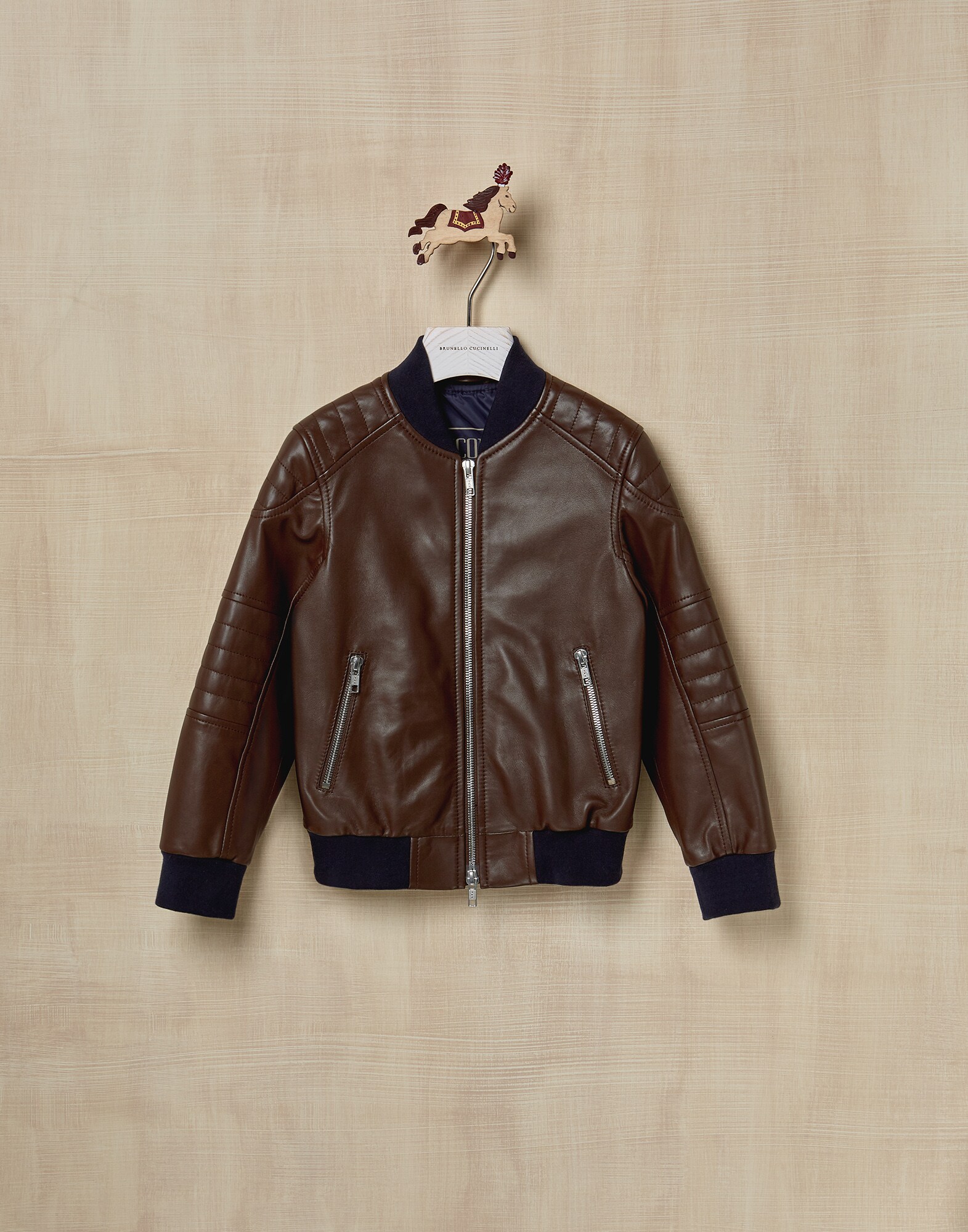 Leather Chestnut Boy 0 - Brunello Cucinelli