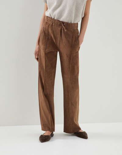 Pantalone in camoscio Brown Donna - Brunello Cucinelli 