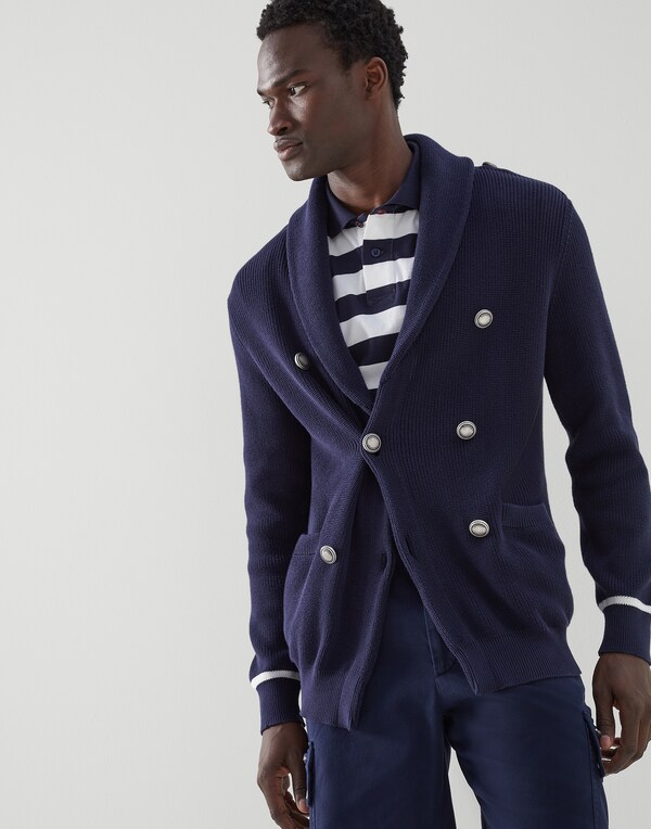 Cardigan with metal buttons Blue Man - Brunello Cucinelli