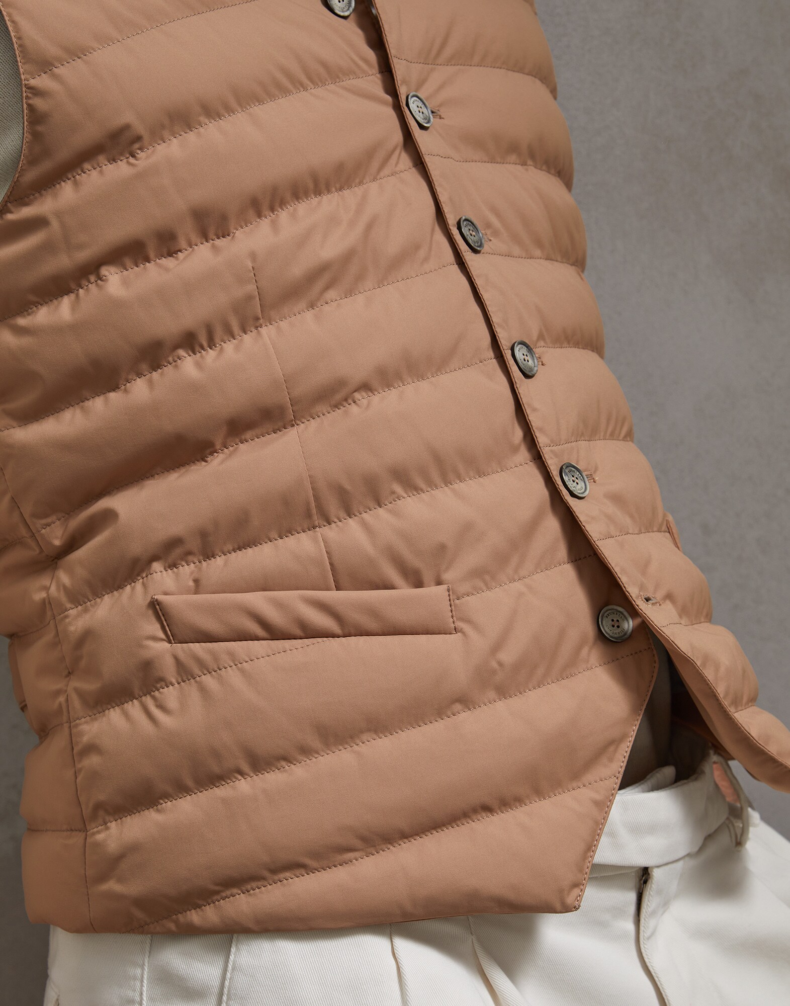 Down Sleeveless Jacket Camel Man 2 - Brunello Cucinelli