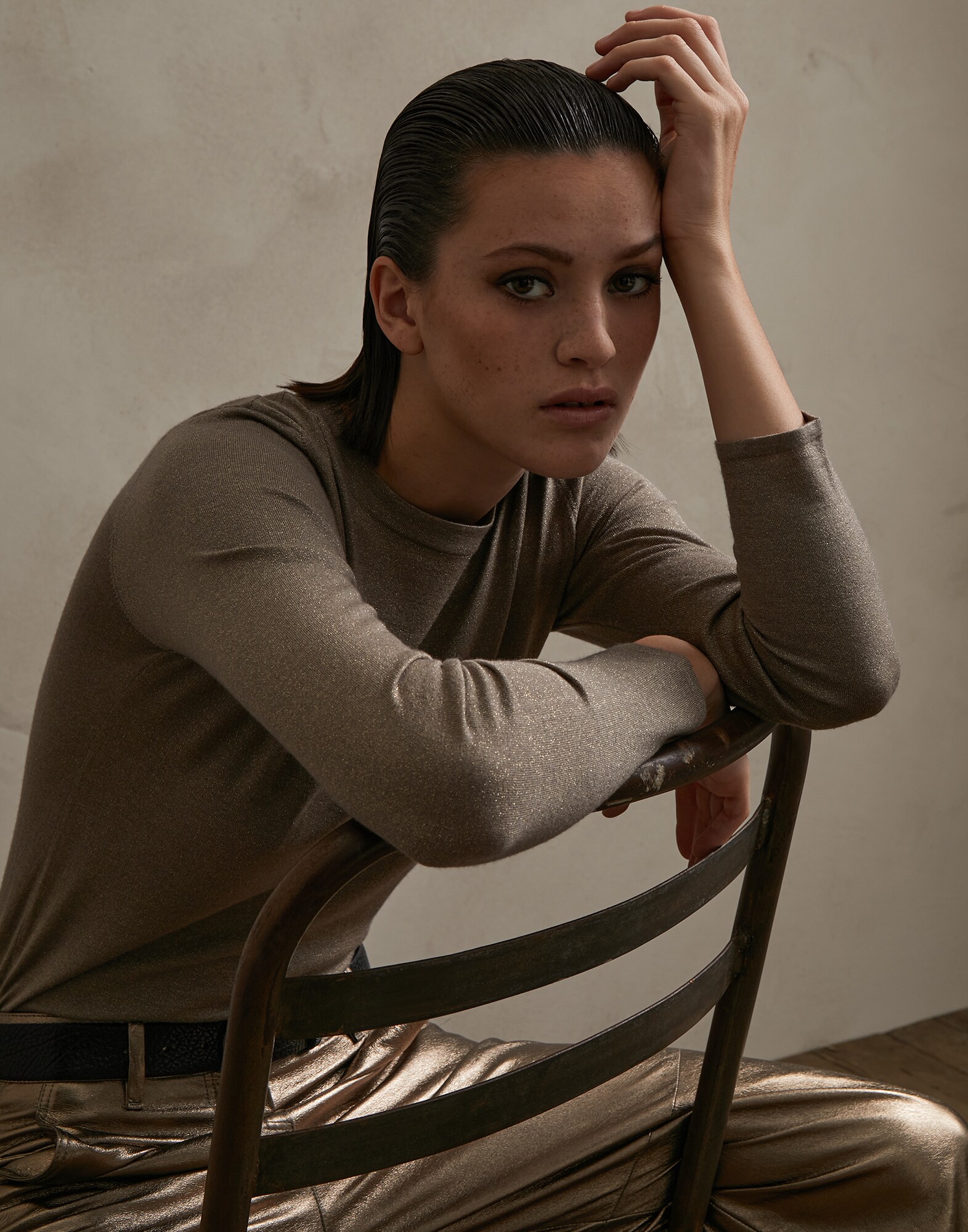 Pull Ras-de-cou Marron Femme 0 - Brunello Cucinelli