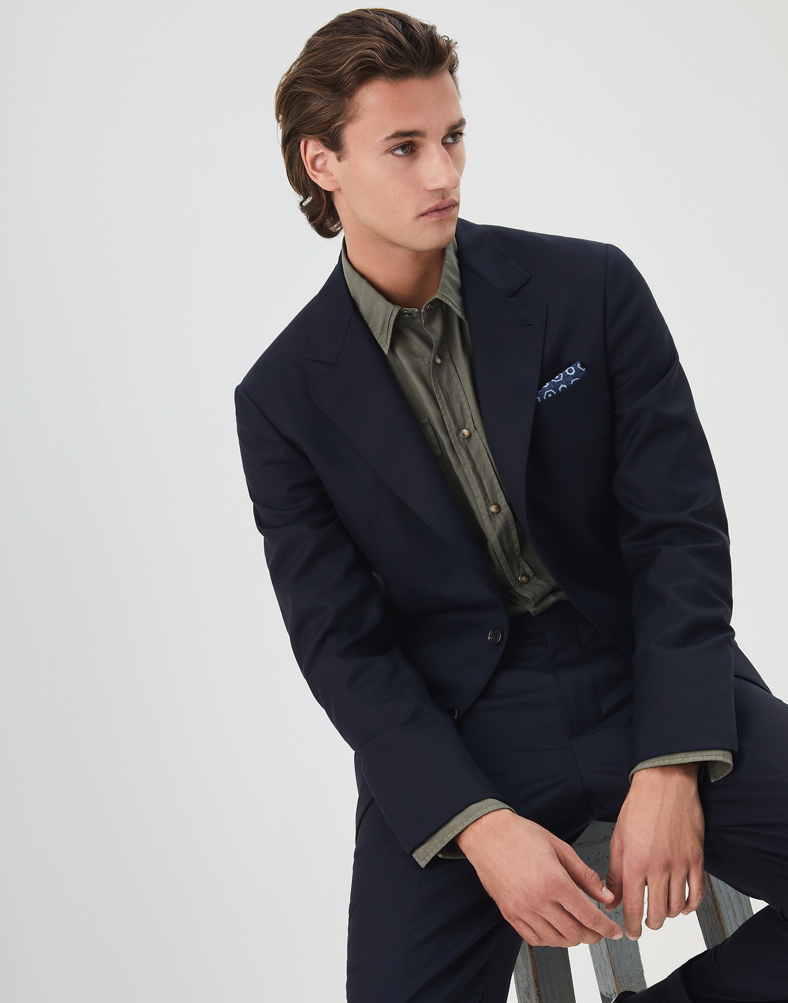 Single Breasted Blazer Navy Blue Man 4 - Brunello Cucinelli
