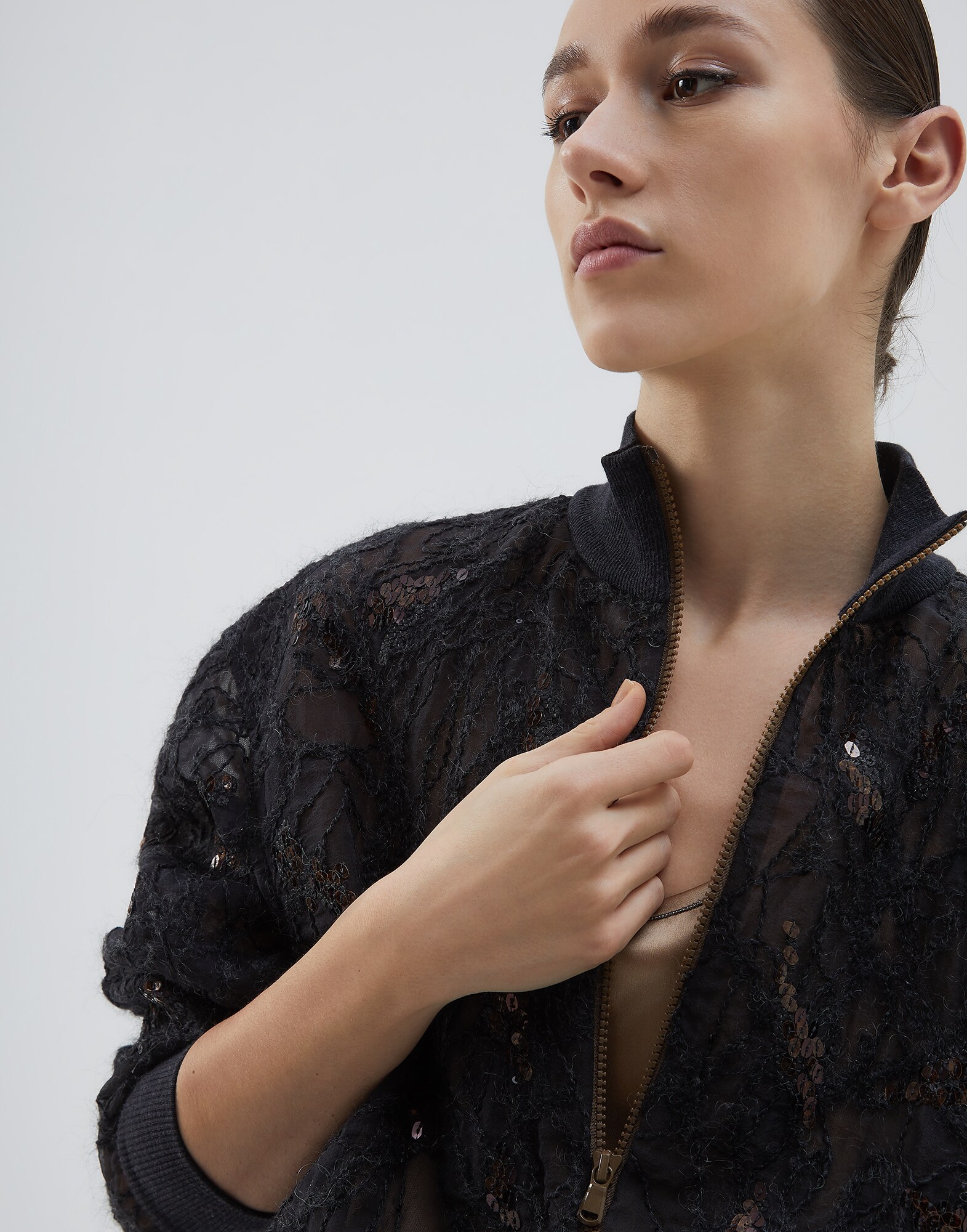 Bomber Jacket Anthracite Woman 2 - Brunello Cucinelli