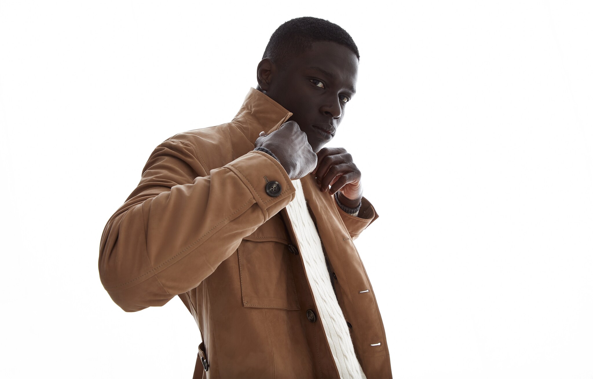 Nubuck safari jacket Dove Grey Man - Brunello Cucinelli