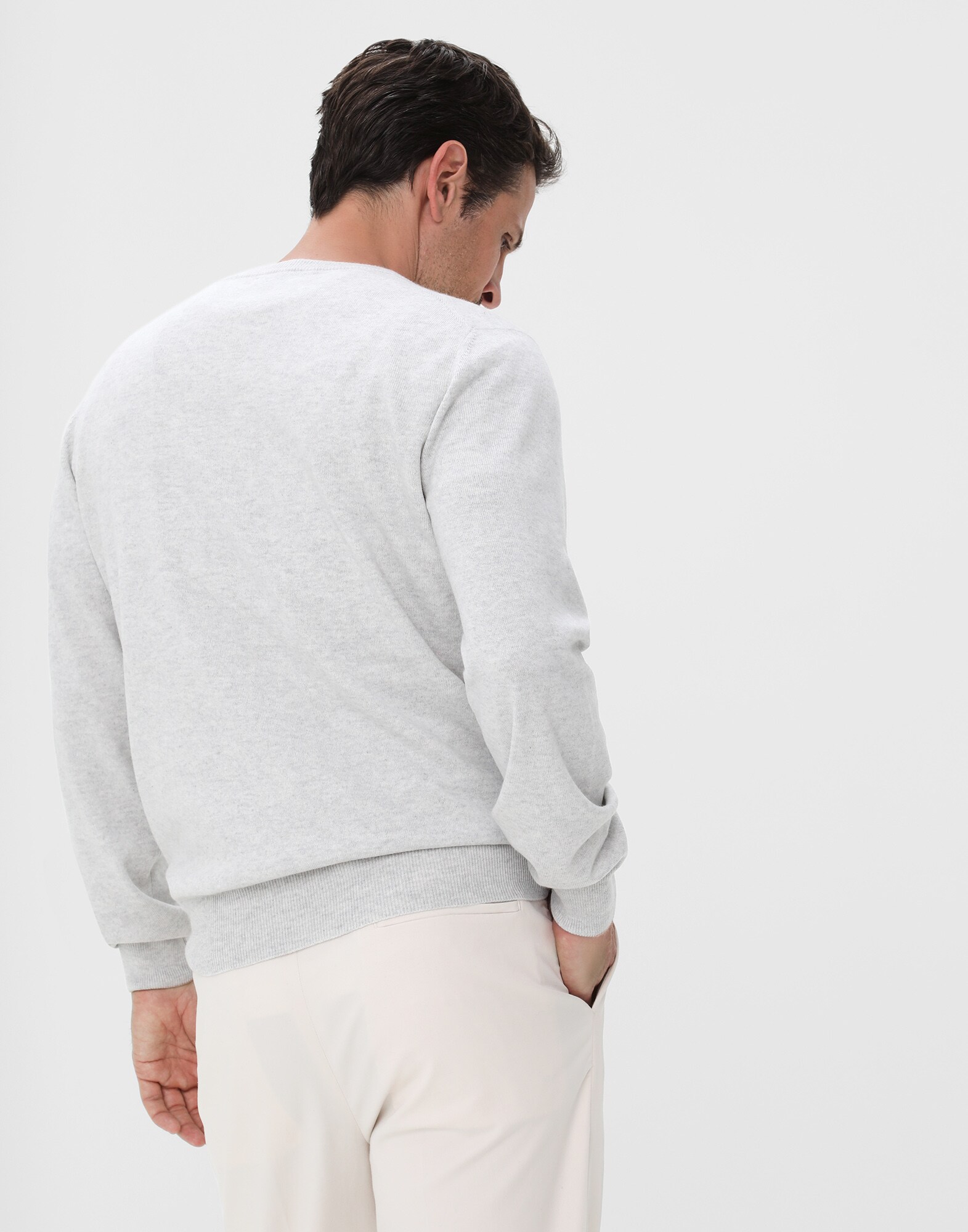 Pullover mit Rundhalsausschnitt Nebel Herren 1 - Brunello Cucinelli