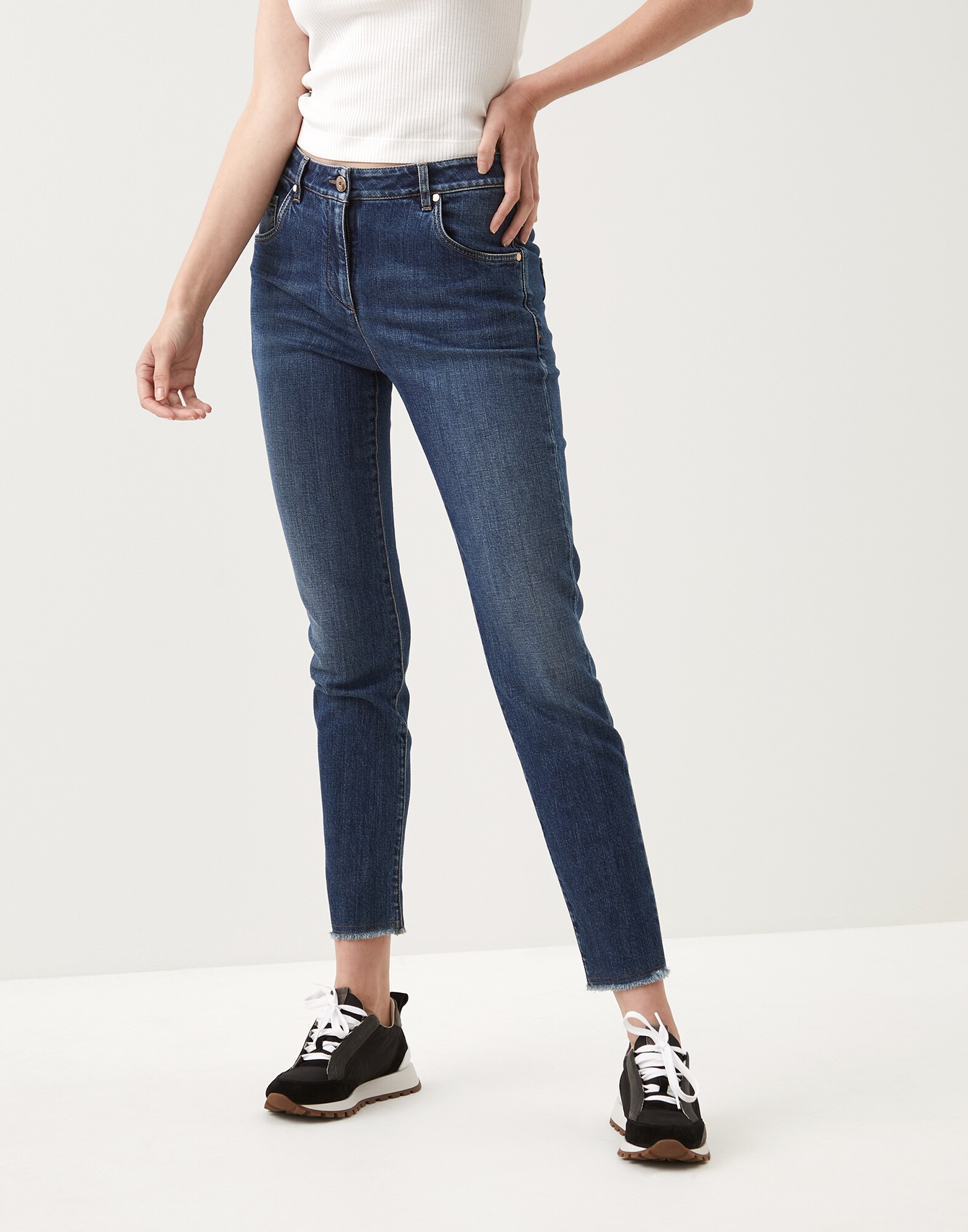 stretch denim trousers