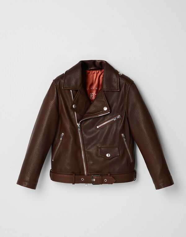 Nappa leather biker jacket Brown Boy - Brunello Cucinelli