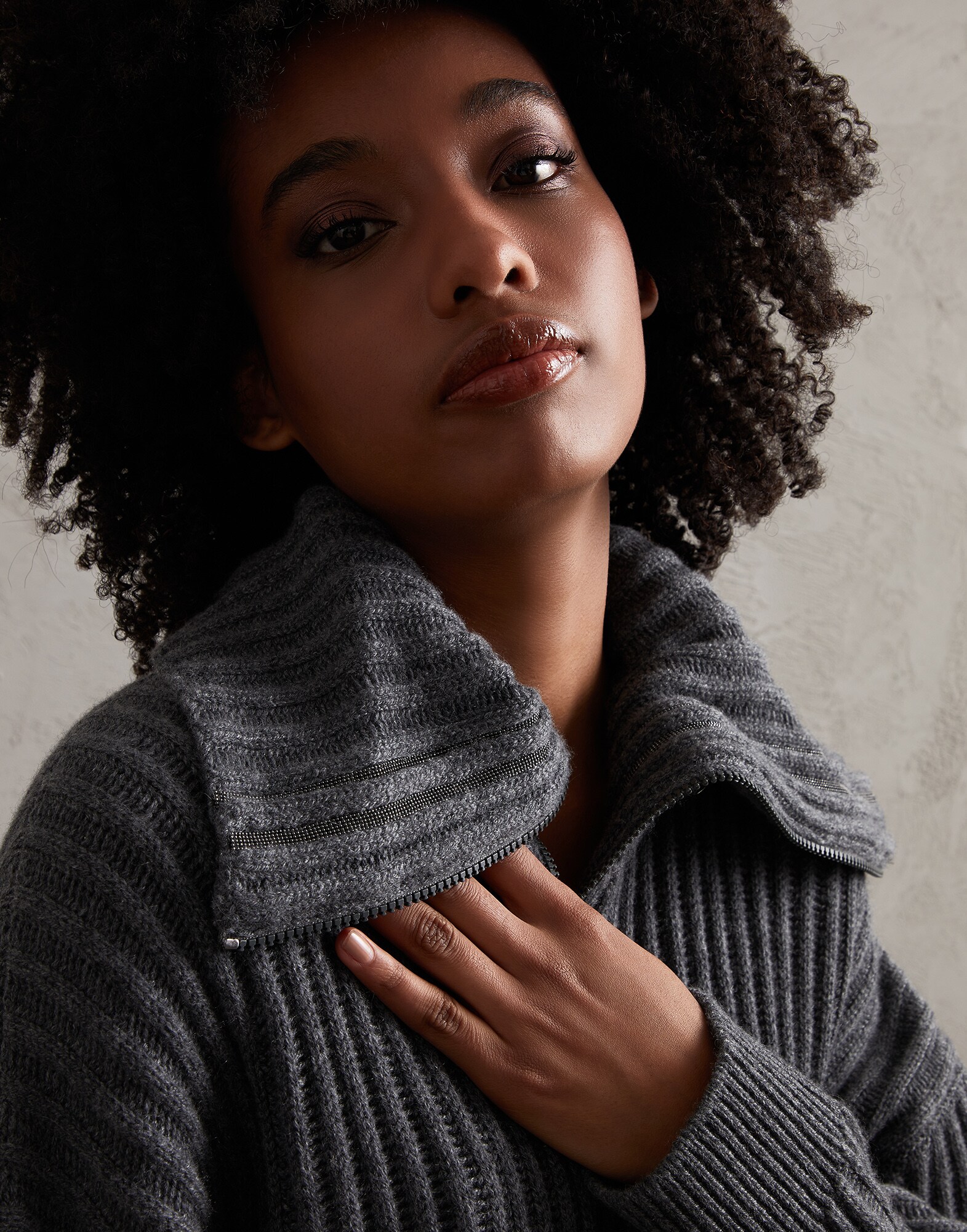 Zip-front Cardigan - Detail view