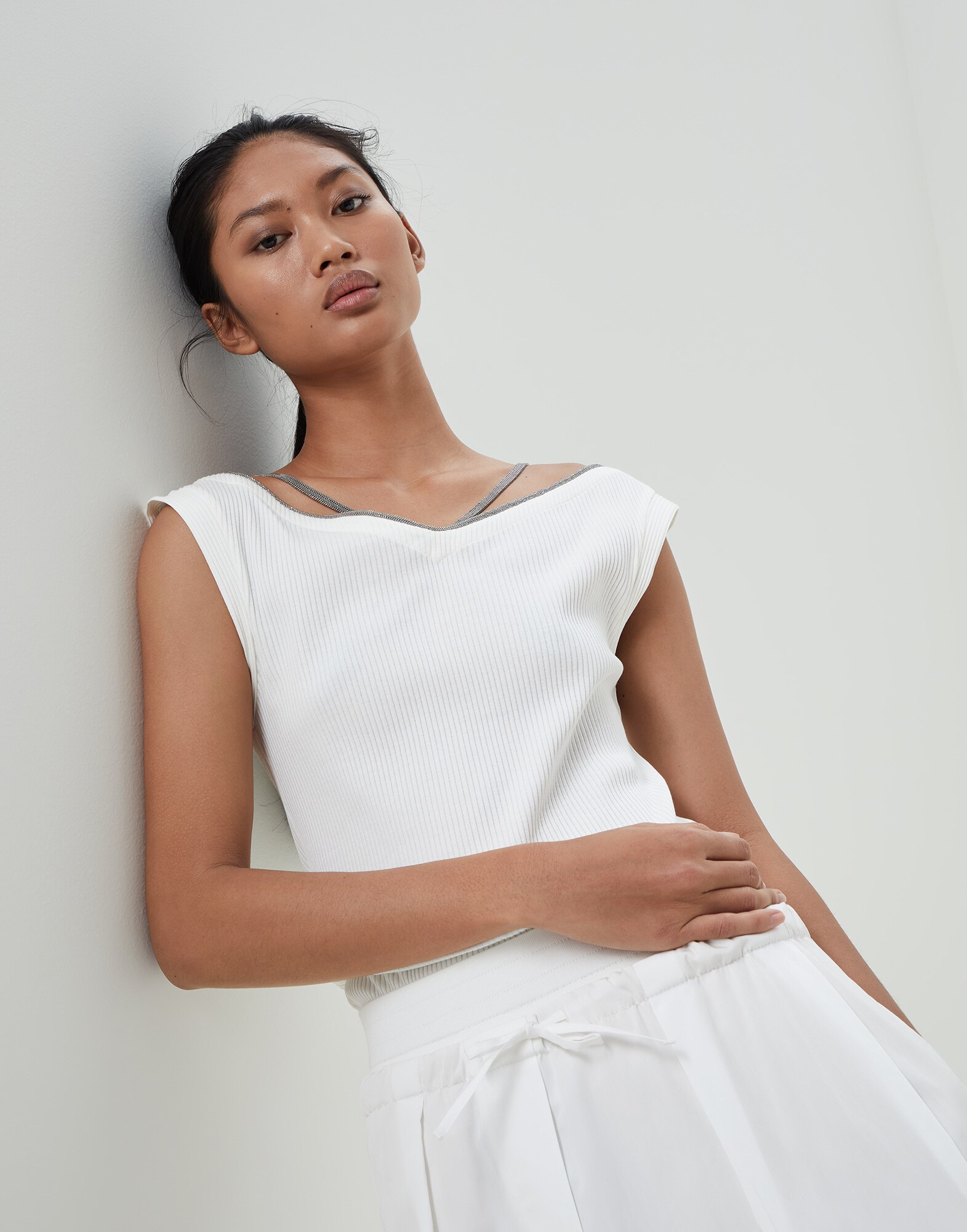 Top de jersey Blanco Mujer - Brunello Cucinelli
