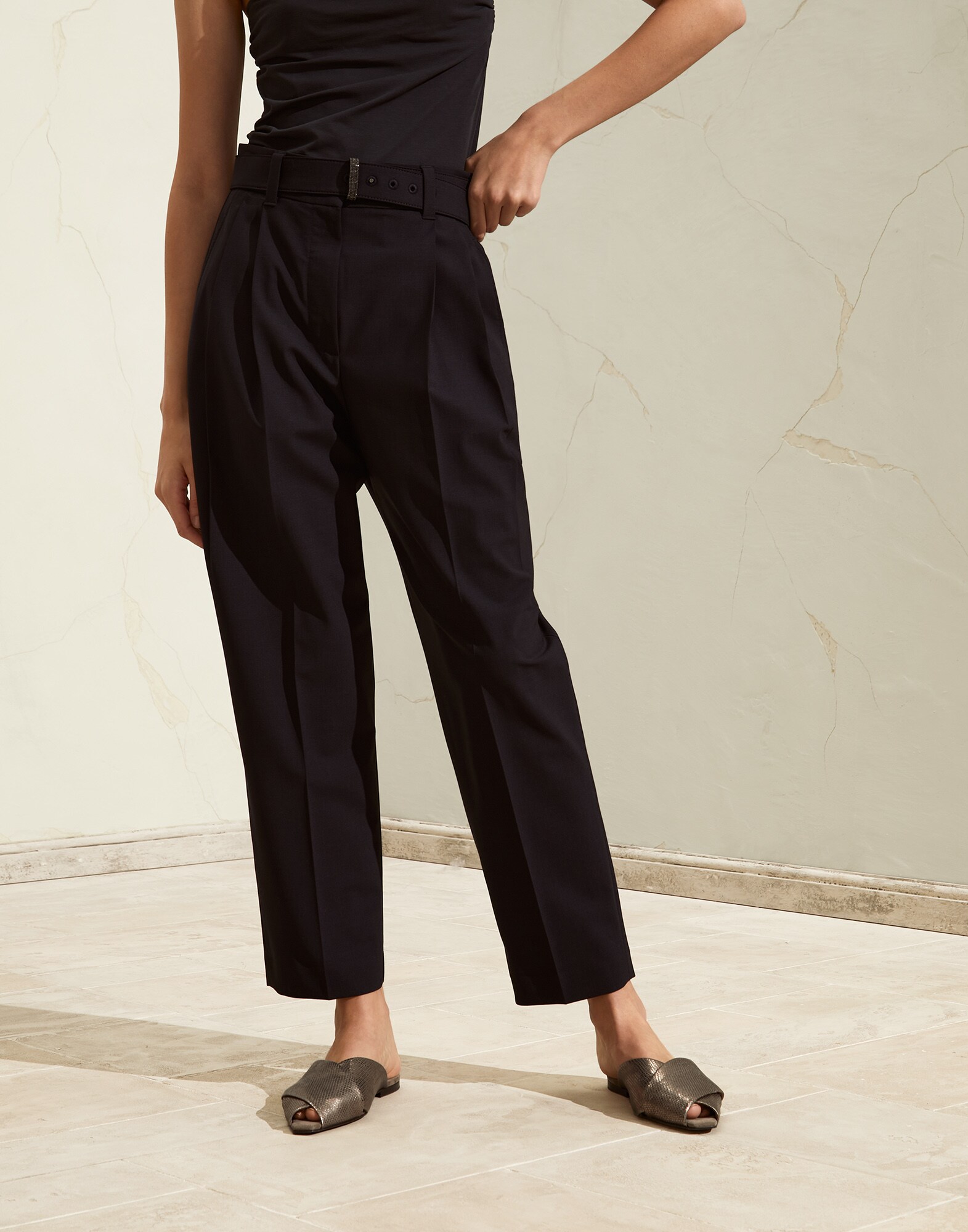Pantalone con cintura Blu Donna - Brunello Cucinelli