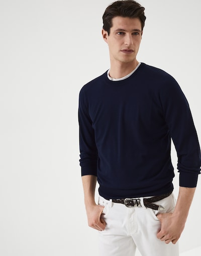 Wool and cashmere sweater Navy Blue Man - Brunello Cucinelli 
