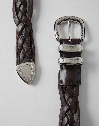 Cintura con fibbia lavorata Testa di Moro Uomo - Brunello Cucinelli 