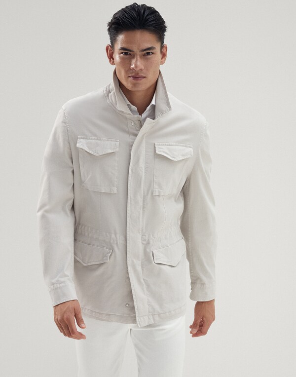 Cotton safari jacket Ivory Man - Brunello Cucinelli