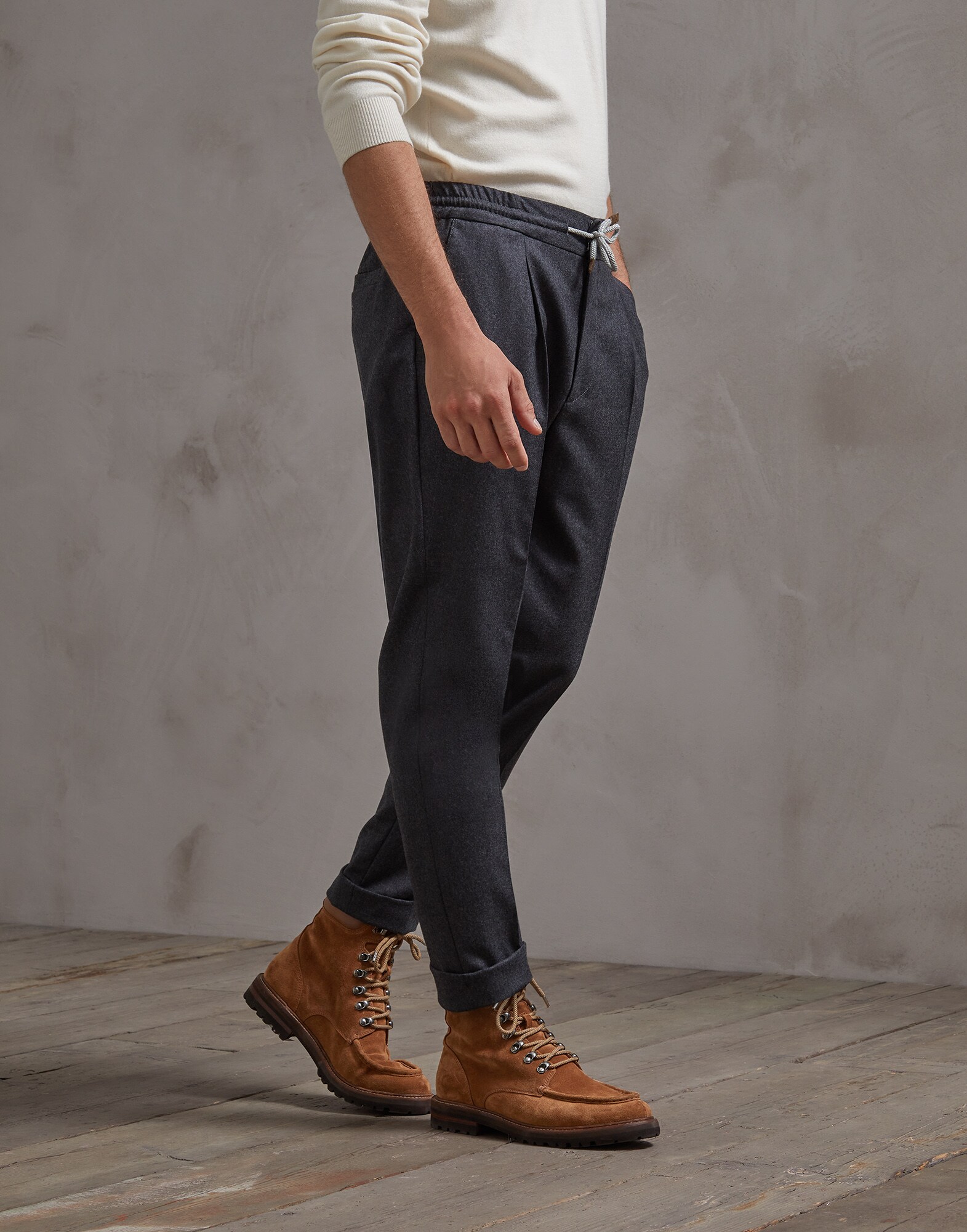 Trousers with drawstring Dark Grey Man - Brunello Cucinelli