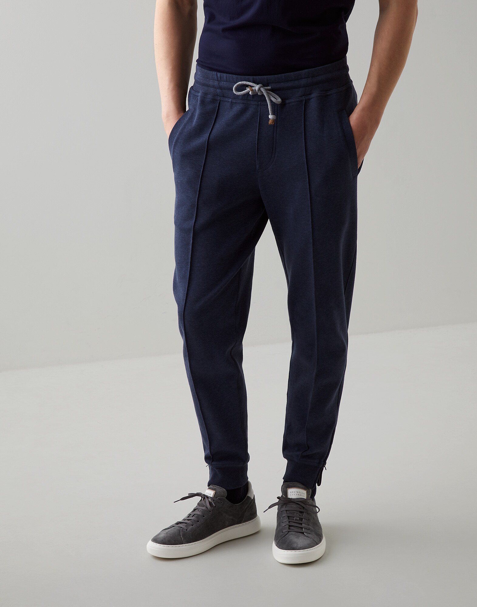 Lightweight French terry trousers Cobalt Man - Brunello Cucinelli