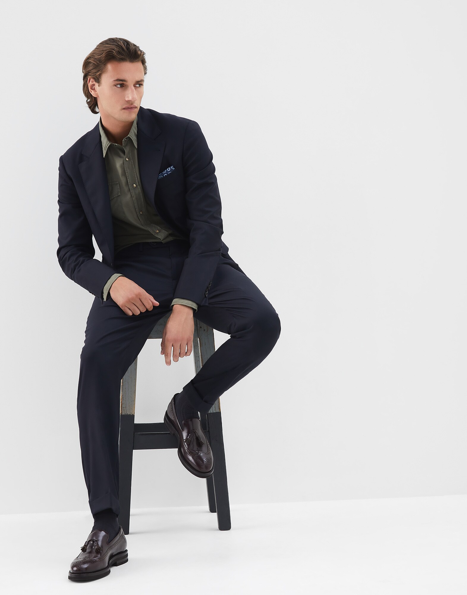 Single Breasted Blazer Navy Blue Man 3 - Brunello Cucinelli
