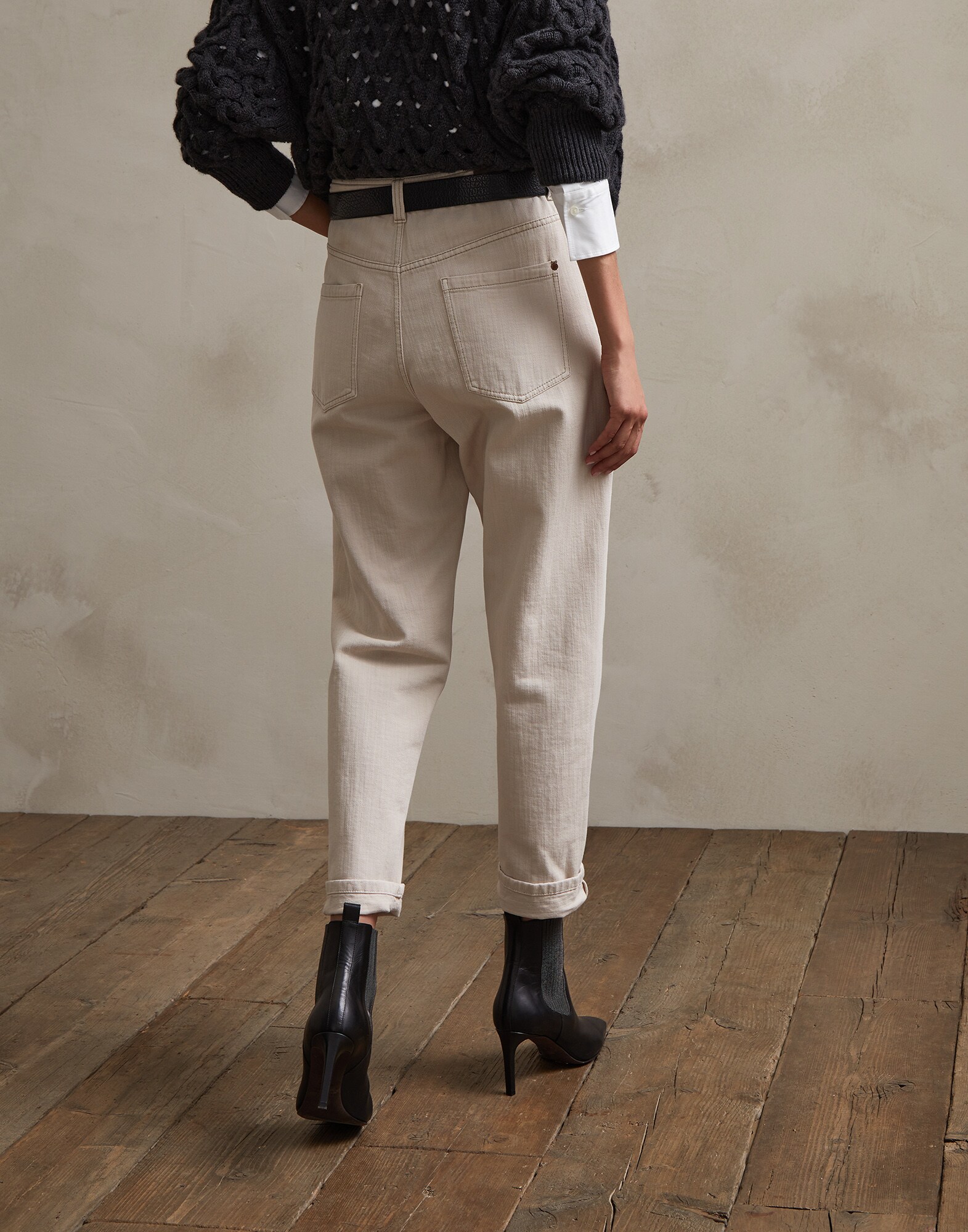 Denim Trousers Milk Woman 1 - Brunello Cucinelli