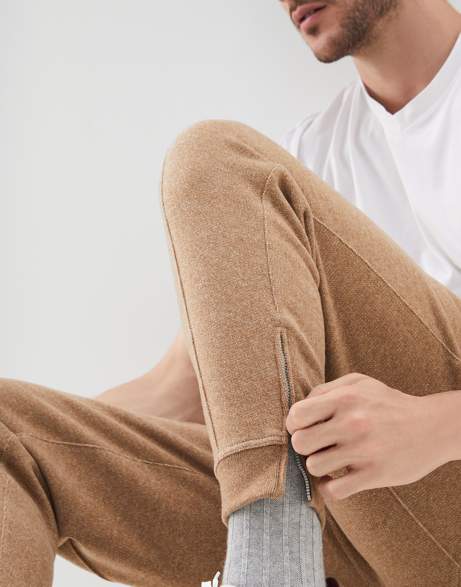 French terry trousers Camel Man - Brunello Cucinelli