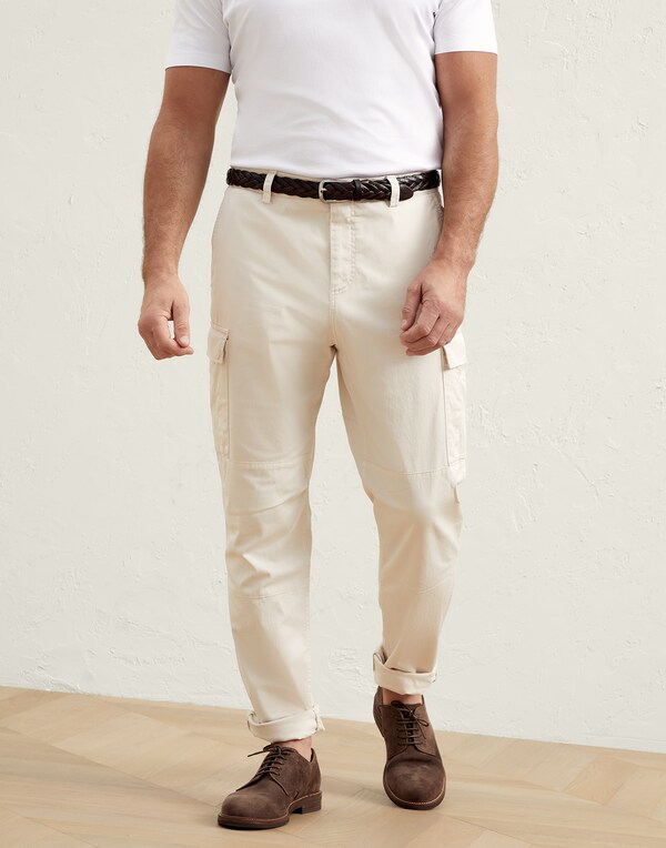 Pantalón de gabardina posteñido Blanco Crudo Hombre - Brunello Cucinelli