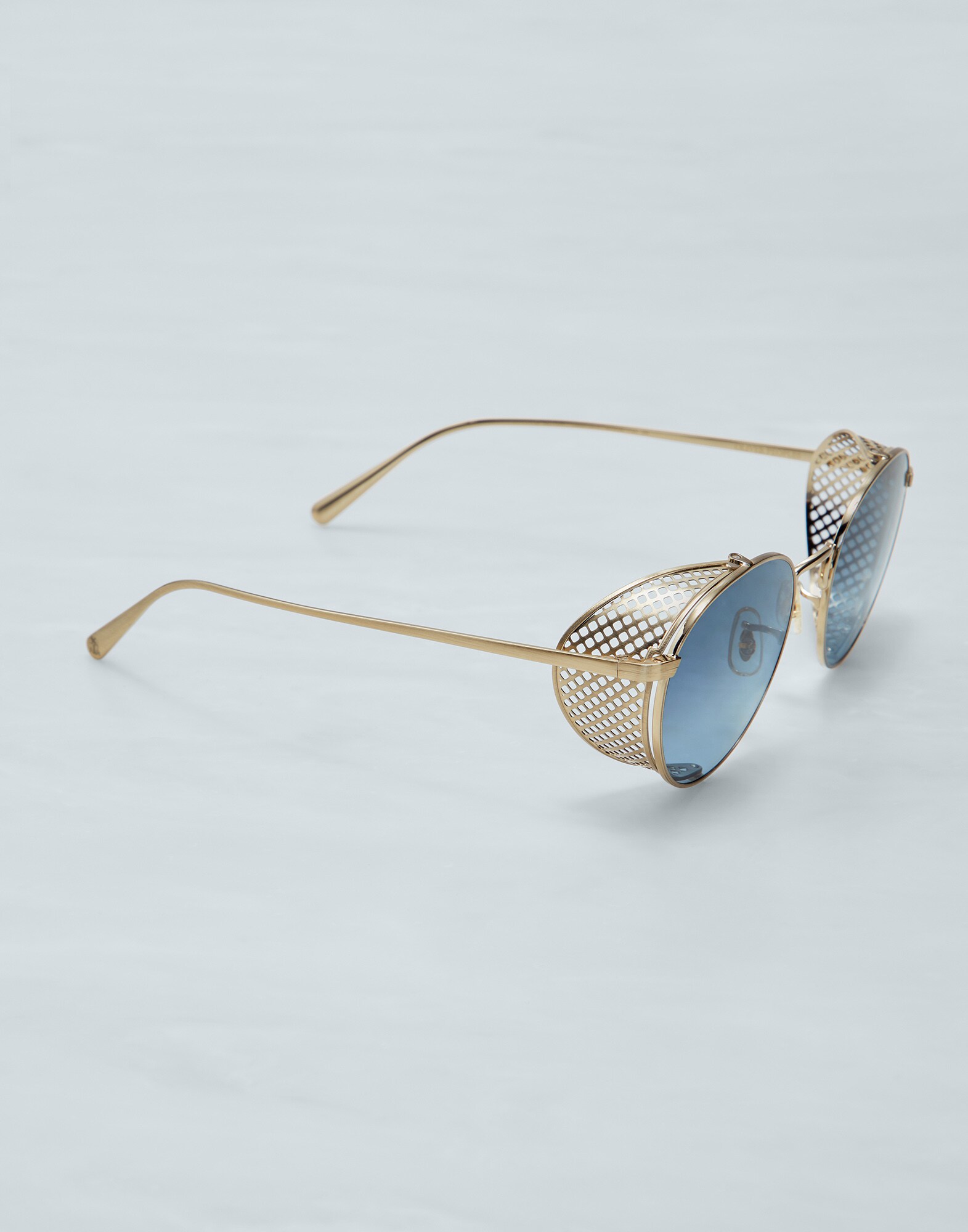 Cesarino with side shield - metal Brushed Gold Eyewear - Brunello Cucinelli