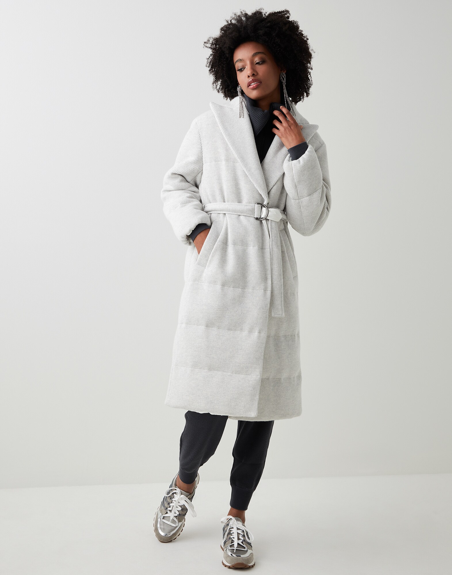Daunenjacke aus Strick Nebel Damen - Brunello Cucinelli