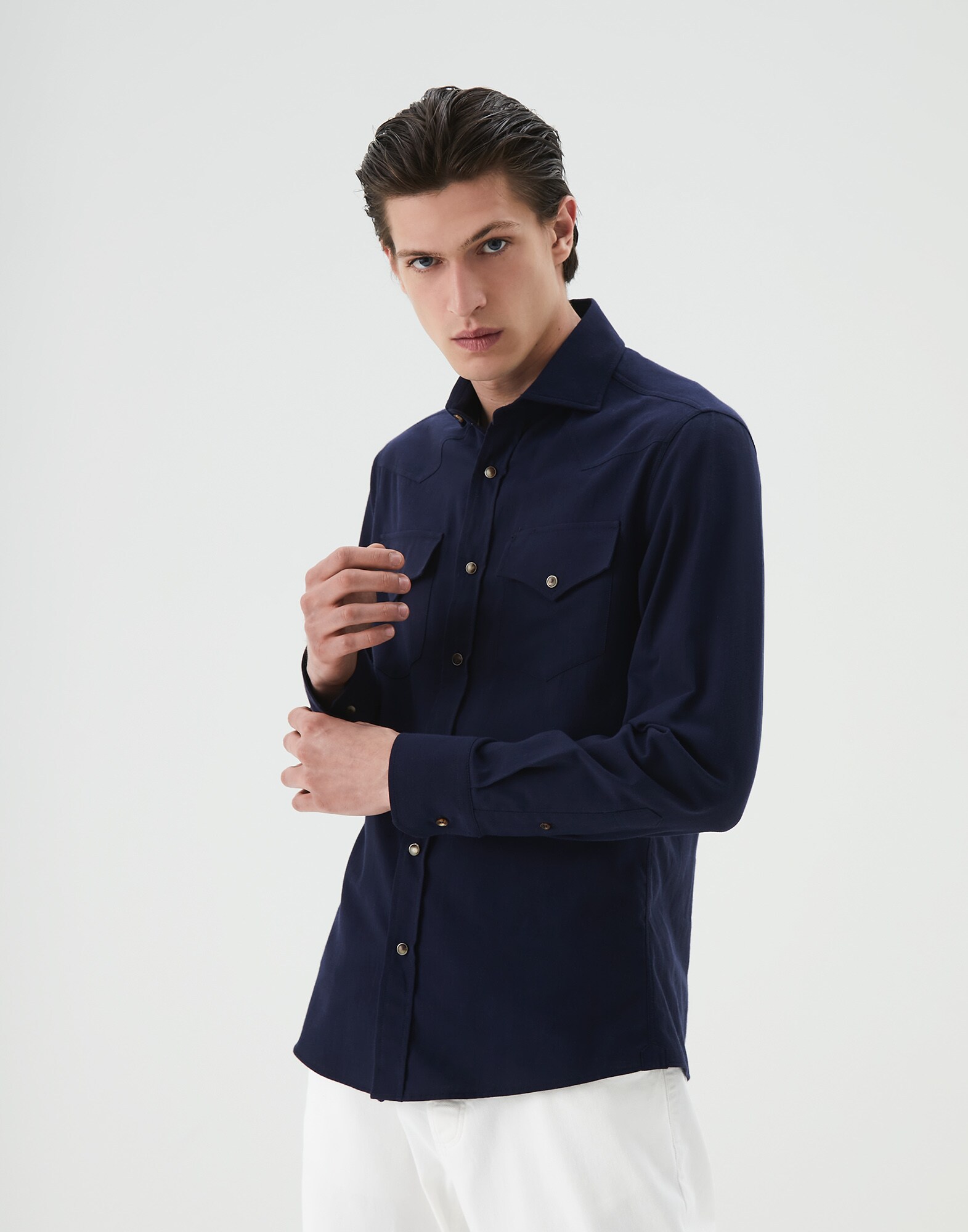 Casual Shirt Blue Man 1 - Brunello Cucinelli