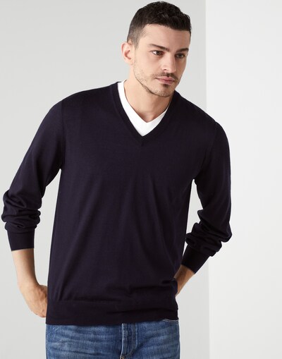 Cashmere and silk sweater Navy Blue Man - Brunello Cucinelli 