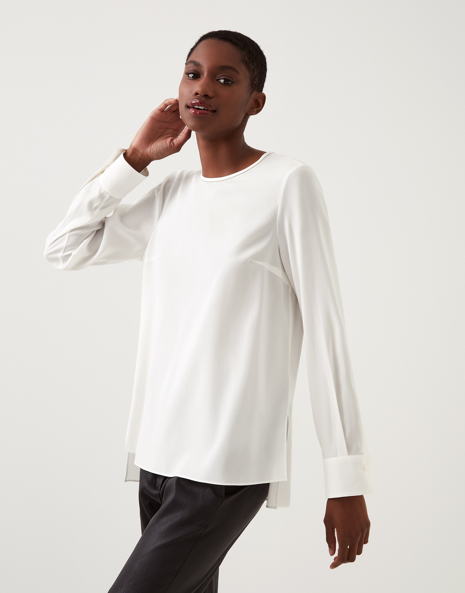 Tee-shirt en crêpe Nature Femme - Brunello Cucinelli