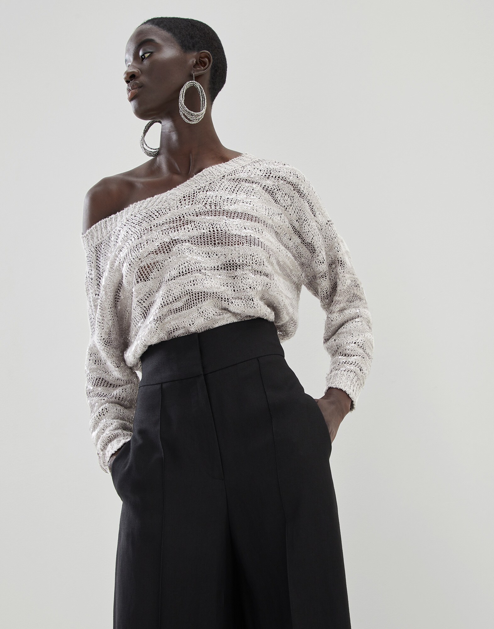 Pull intarsia Gris Femme - Brunello Cucinelli